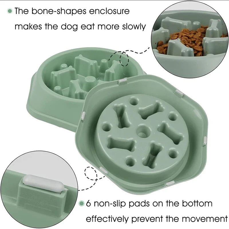 Anti Choking Slow Feeder Dog Bowl – Puzzle Food Dish for Small and Medium Dogs