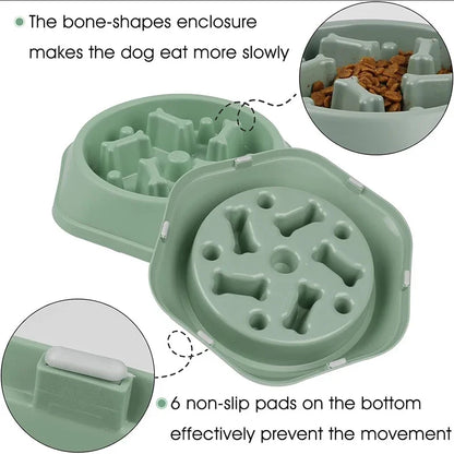 Anti Choking Slow Feeder Dog Bowl – Puzzle Food Dish for Small and Medium Dogs