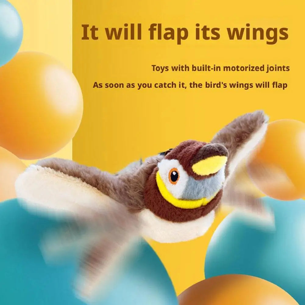 Interactive Cat Toys Rechargeable Flying Bird Wings Cat Toy Stimulating Play Touch Activated Plush Pet Cat Toy