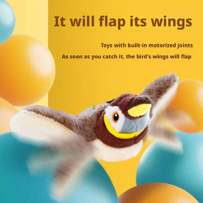 Interactive Cat Toys Rechargeable Flying Bird Wings Cat Toy Stimulating Play Touch Activated Plush Pet Cat Toy