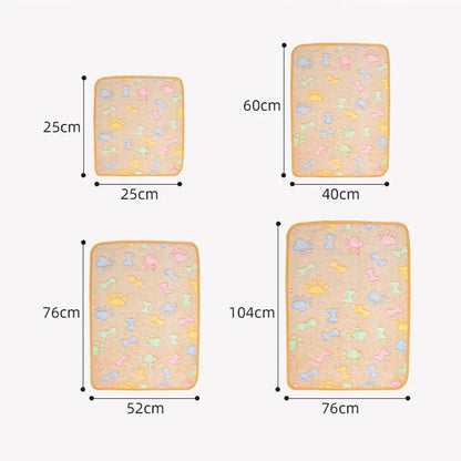 Winter Velvet Pet Sleeping Warm Blanket with Paw/Dot/Bone Pattern, Dog Cat Washing Towel, Fleece Soft Pet Blanket Pet Bed Mat