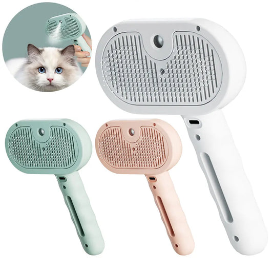 3 in 1 Rechargeable Pet Steam Brush – Self Cleaning Grooming Brush for Cats, Dogs and Small Animals