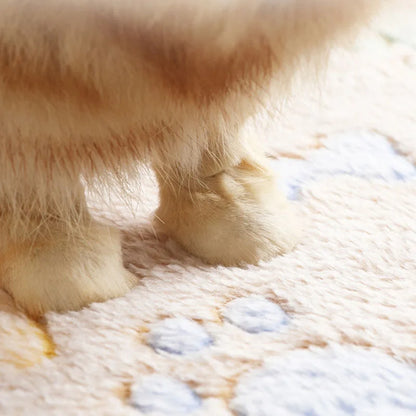 Winter Velvet Pet Sleeping Warm Blanket with Paw/Dot/Bone Pattern, Dog Cat Washing Towel, Fleece Soft Pet Blanket Pet Bed Mat