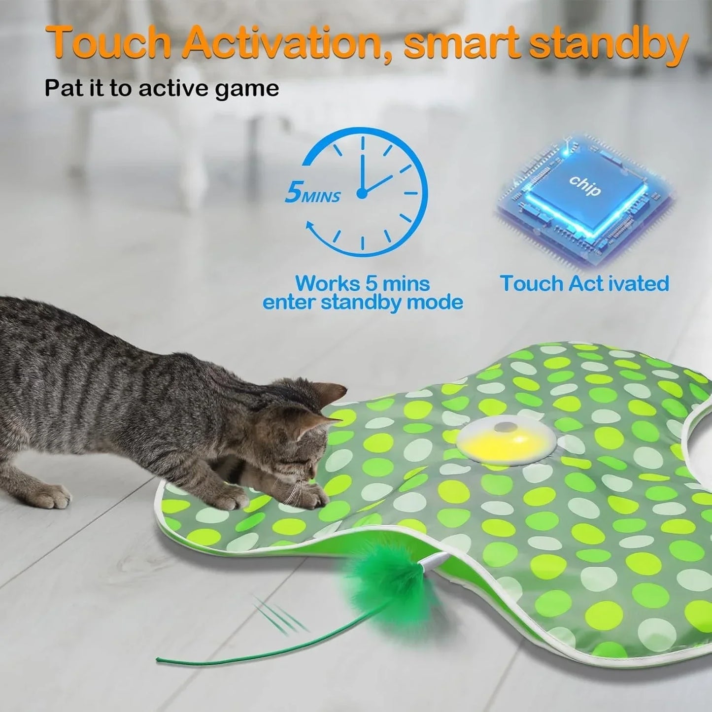Interactive Hide and Seek Cat Toy – Motion Activated Mouse and Feather Teaser for Cats