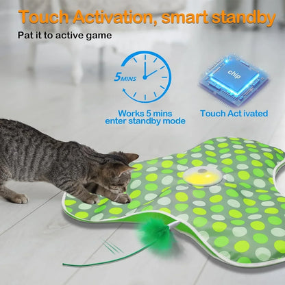 Interactive Hide and Seek Cat Toy – Motion Activated Mouse and Feather Teaser for Cats