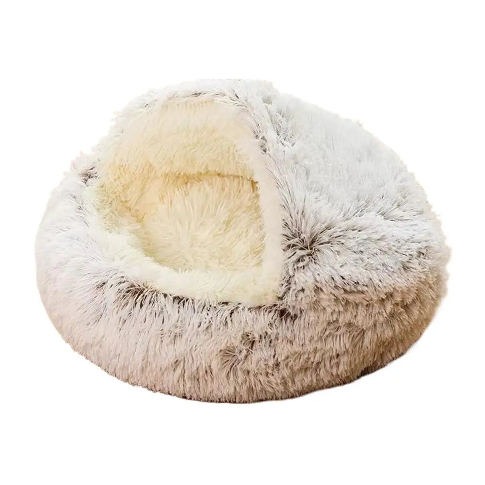 Semi Enclosed Winter Cat Bed – Warm Fluffy Washable Cat Cave Sleeping Bag for Kittens and Puppies