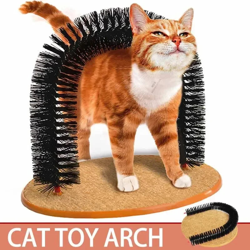 Self Grooming Cat Arch Toy – Interactive Massage Brush with Scratching Pad for Cats
