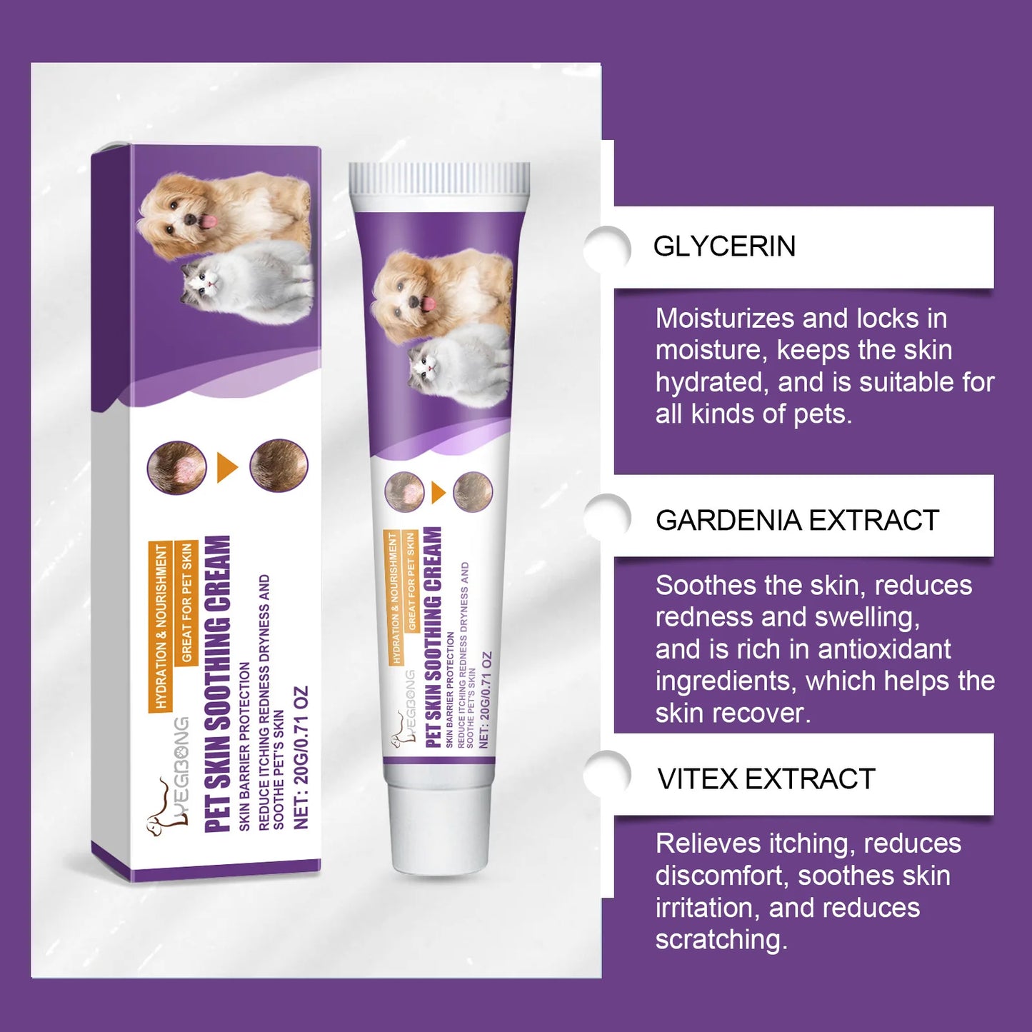 EELJOY Pet Skin Care Cream for Dogs Cats Dry Itchy Skin Relief Soothing Balm Anti Itch Lotion Allergy Treatment Paw Repair