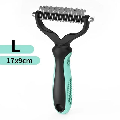 Double Sided Pet Grooming Brush – Stainless Steel Deshedding Comb for Dogs and Cats