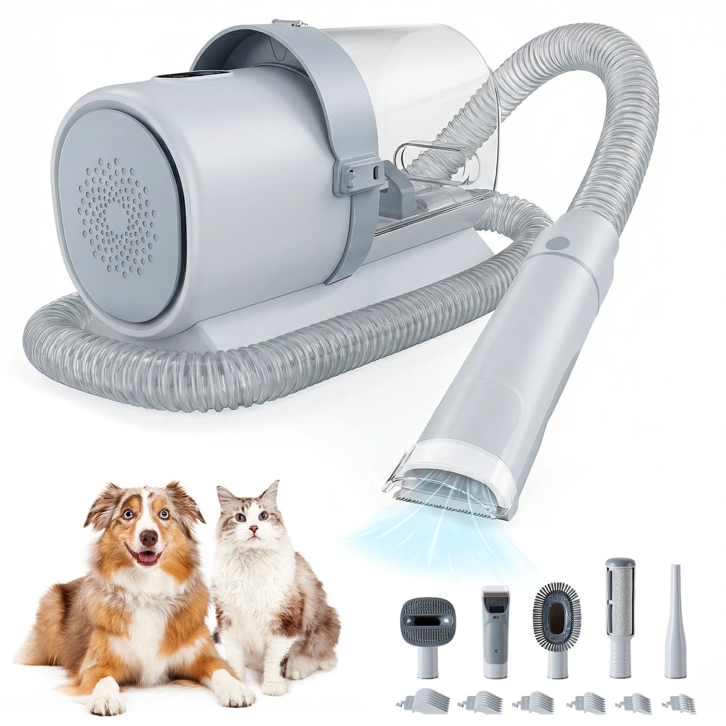 2.5L Pet Grooming Vacuum Kit – Cordless Low Noise Dog Clippers with 5 Tools and 3 Suction Modes