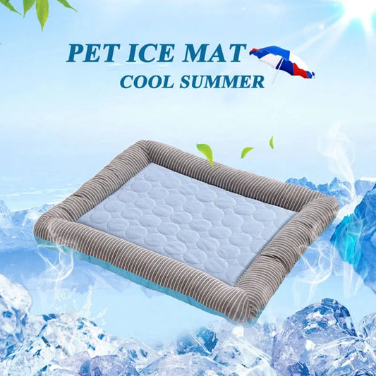 Cooling Pet Mat – Breathable Ice Silk Summer Bed for Dogs, Cats, Puppies and Kittens