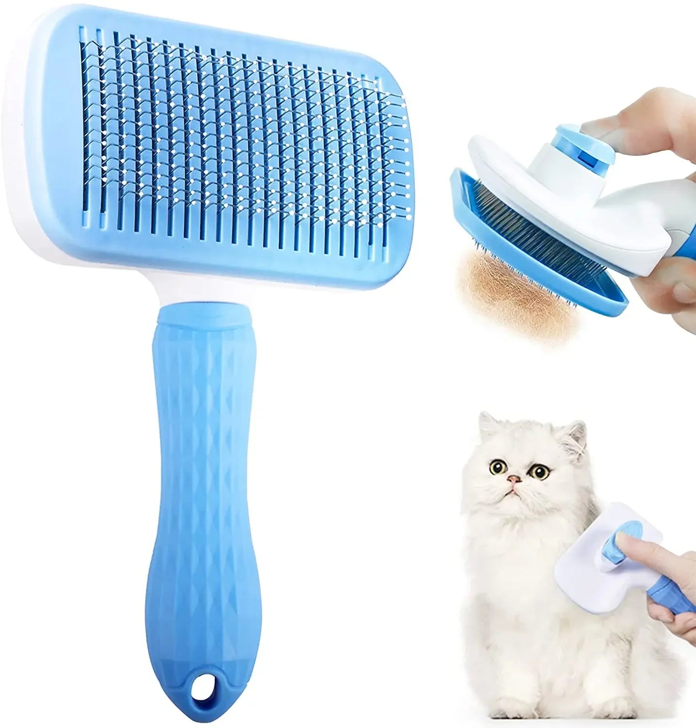 Pet Hair Remover Grooming Brush – Deshedding and Bath Brush for Long Haired Dogs and Cats