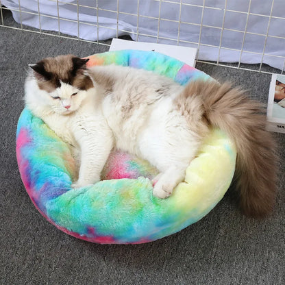 Super Soft Pet Cat Bed Plush Full Size Washable Calm Bed Donut Bed Comfortable Sleeping Artifact Suitable For Winter