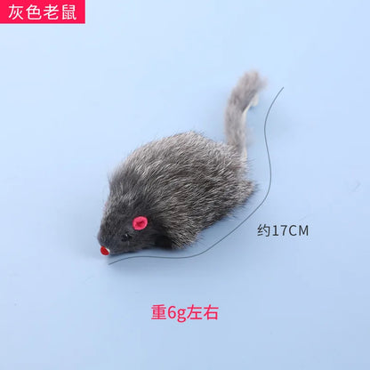 Cat Mice Toys False Mouse Cat Toy Long Tail Mice Soft Real Rabbit Fur Toy For Cats Plush Rat Playing Chew Toy Pet Supplies