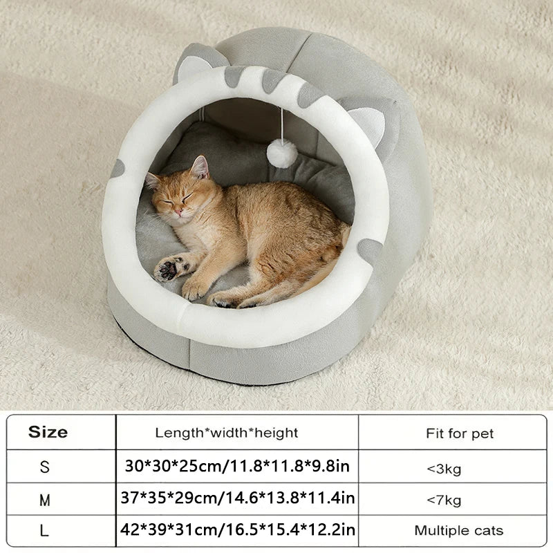 Warm Cat Cave Bed – Cozy Pet House Sleeping Cushion for Cats and Small Dogs