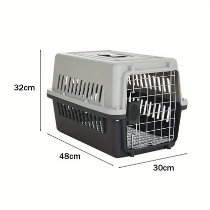 Portable Pet Carrier Crate – Plastic Travel Kennel for Dogs, Cats, Puppies and Rabbits (48×32×30cm)
