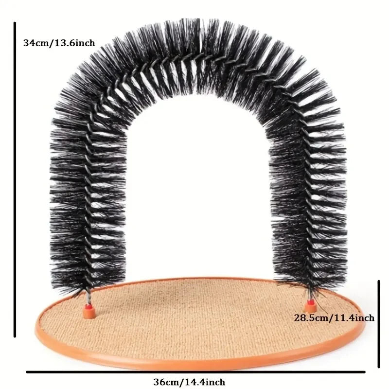 Self Grooming Cat Arch Toy – Interactive Massage Brush with Scratching Pad for Cats