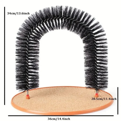Self Grooming Cat Arch Toy – Interactive Massage Brush with Scratching Pad for Cats