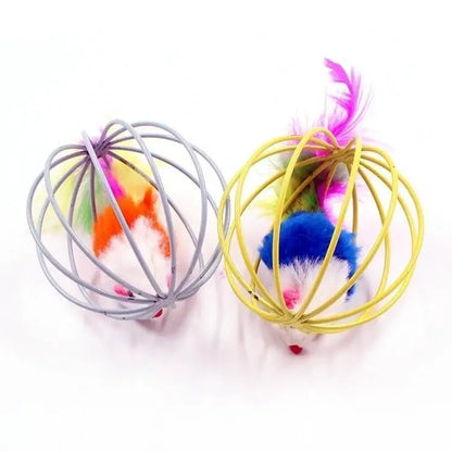 Caged Mouse Cat Toy Ball – Funny Interactive Pet Toy for Cats and Dogs