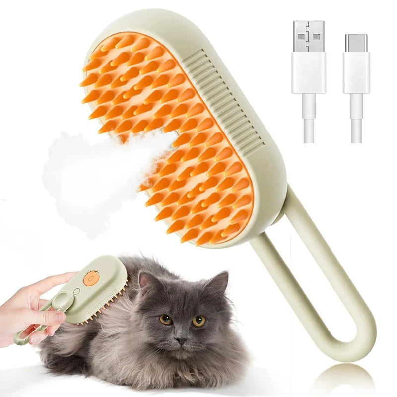 3 in 1 Electric Pet Hair Brush – Steam Spray Massage Comb for Dogs and Cats Hair Removal