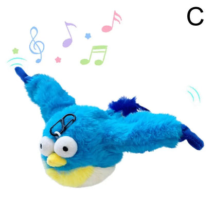 Interactive Cat Toys Rechargeable Flying Bird Wings Cat Toy Stimulating Play Touch Activated Plush Pet Cat Toy