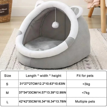 Pet Tent Cave Bed – Foldable Self Warming Sleeping Hut for Cats and Small Dogs