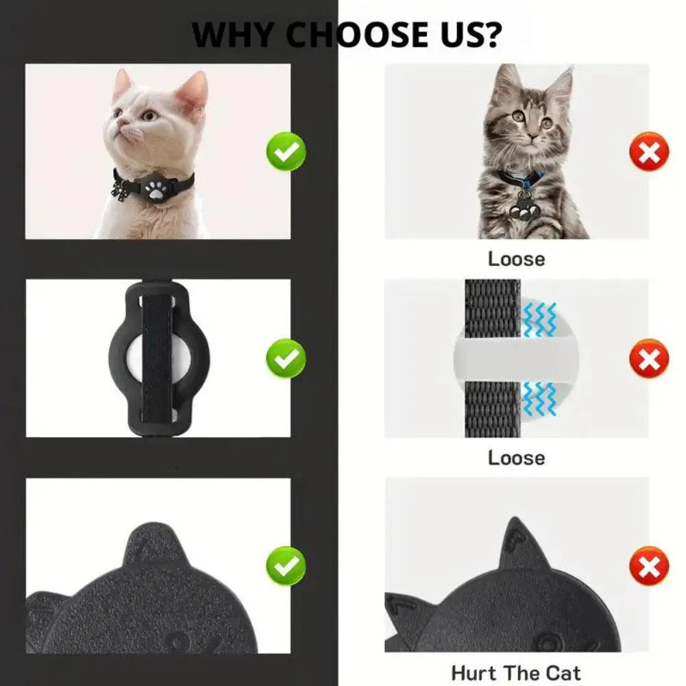 Reflective Pet Collar with AirTag Holder – Waterproof Adjustable GPS Tracker for Cats and Dogs