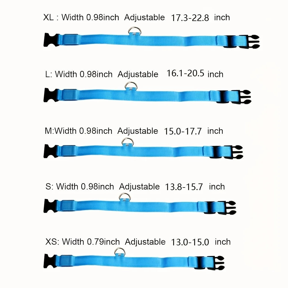 LED Night Safety Dog Leash – Luminous Fluorescent Nylon Collar for Dogs